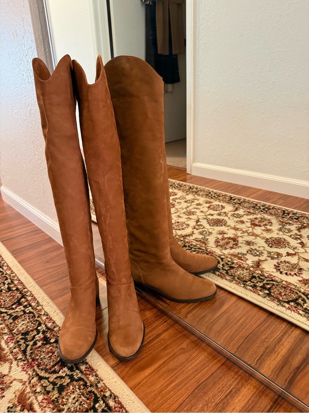 Stuart Weitzman Over-the-Knee Suede Boots in Chestnut Brown